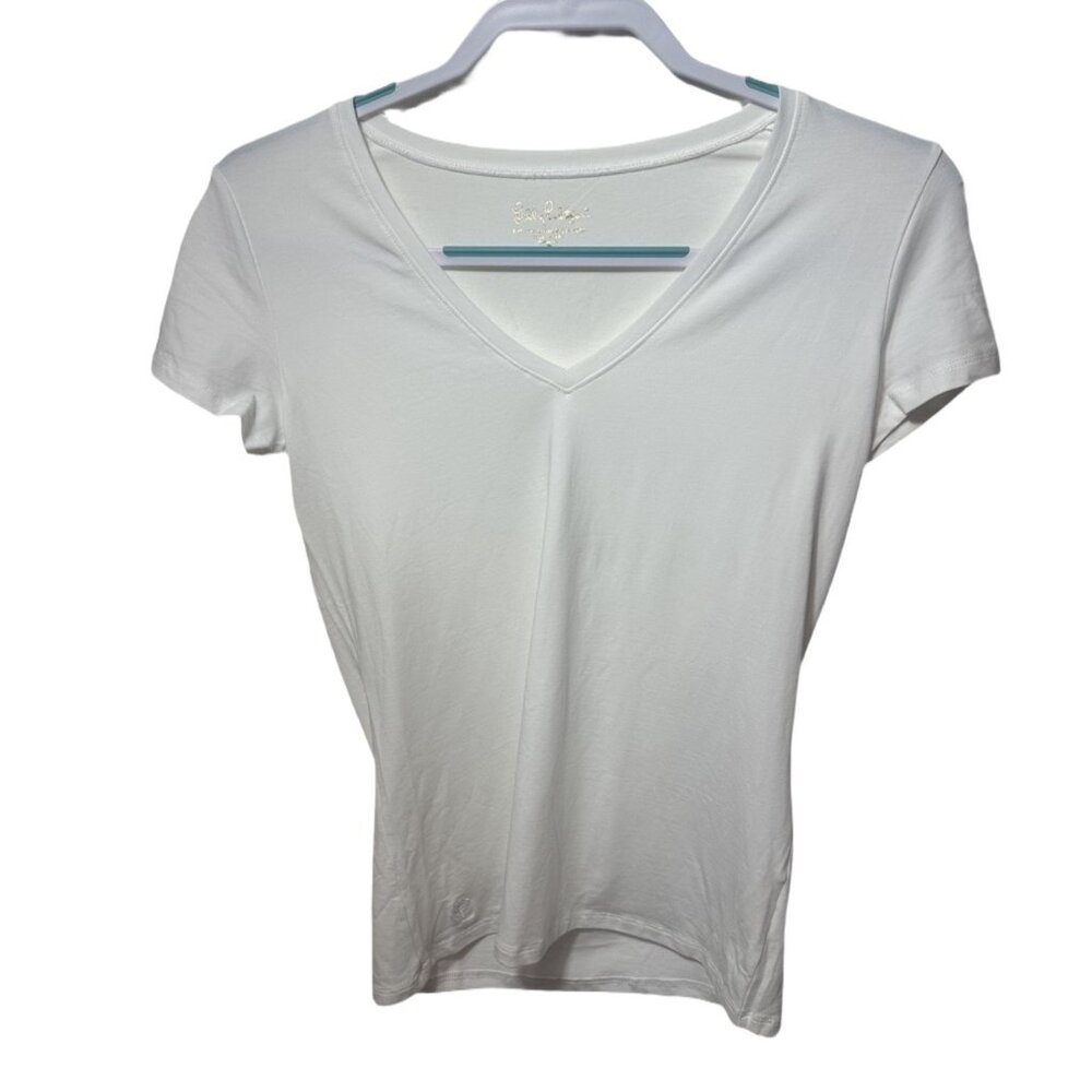 Lilly Pulitzer Meredith Tee White V-Neck Size Small NWOT - Picture 2 of 5